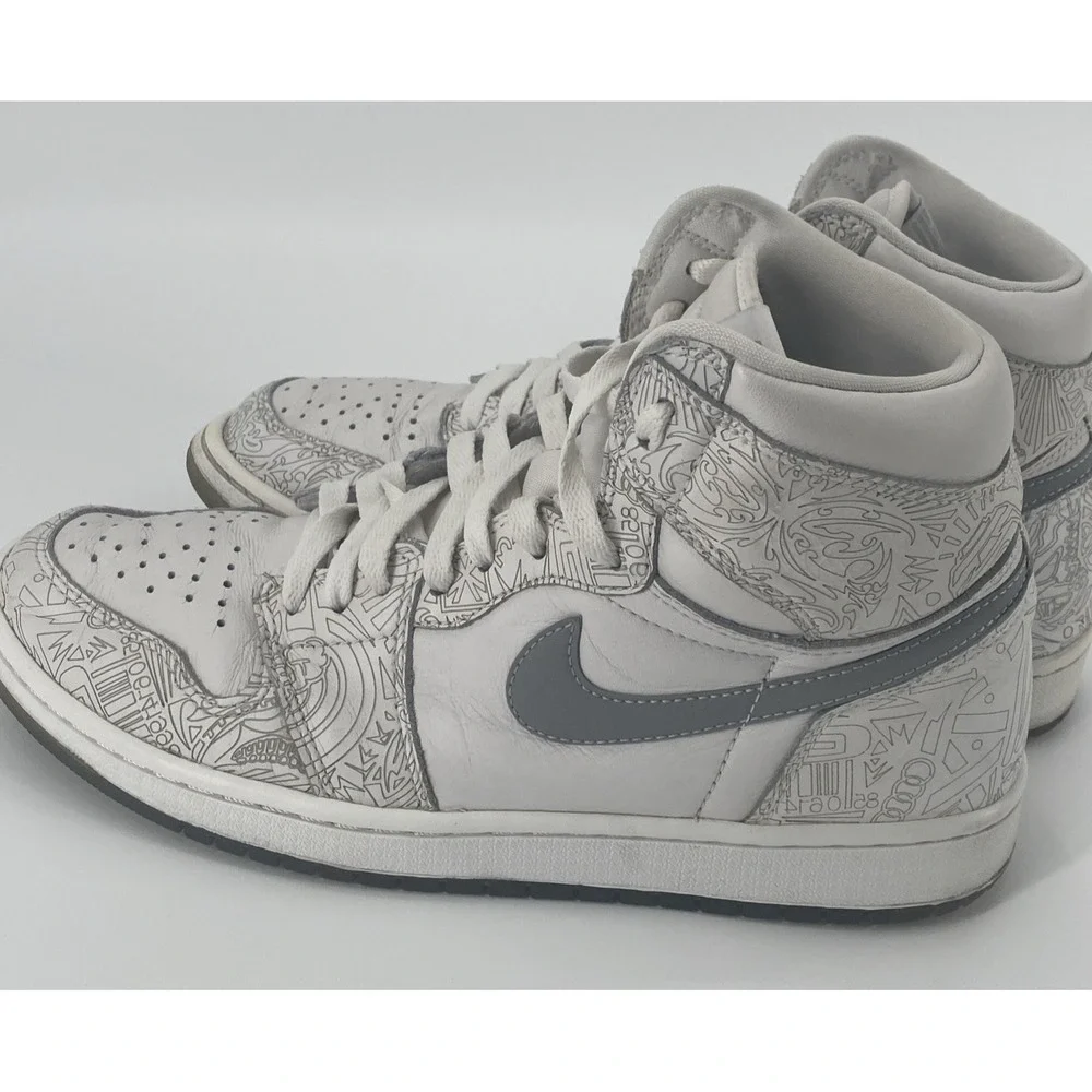 Air Jordan 1 HI OG Laser‎ White Met Silver 705289-100 Retro High top US Size 10